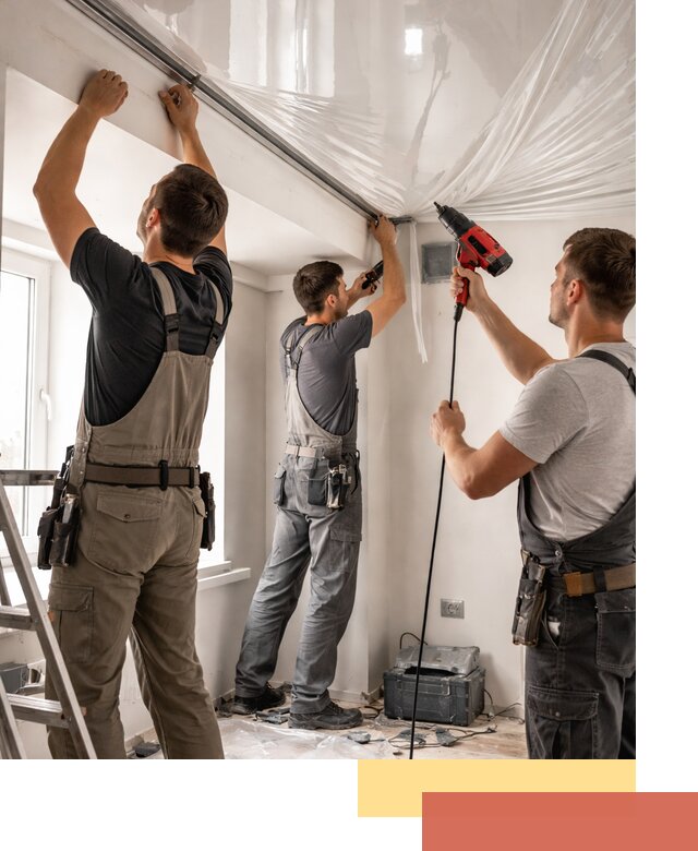 Монтаж глянцевого натяжного потолка в Лыткарино быстро и качественно