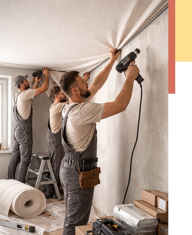 Монтаж фактурного натяжного потолка в Лыткарино от 768 руб. — ОТДЕЛОЧНИК-Лтк