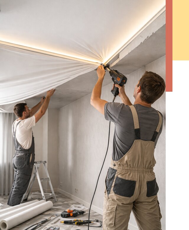 Монтаж натяжного потолка с подсветкой в Лыткарино от 973 руб. | ОТДЕЛОЧНИК-Лтк