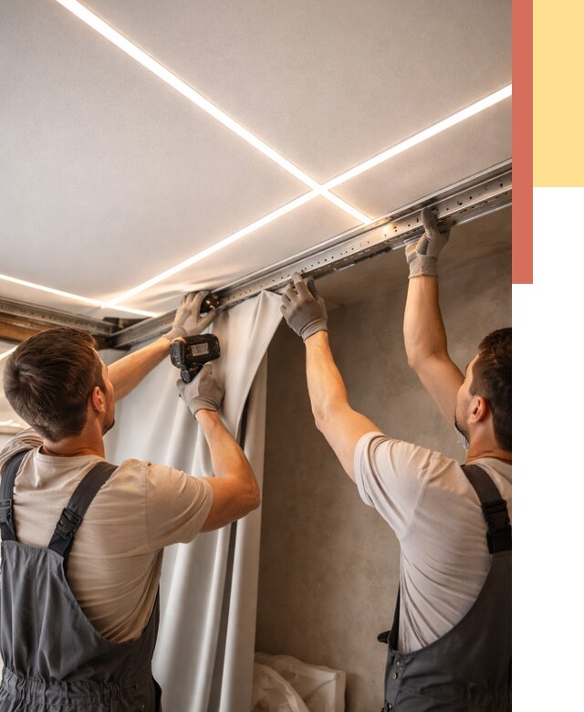 Монтаж натяжного потолка со световыми линиями в Лыткарино от 1229 руб. | ОТДЕЛОЧНИК-Лтк