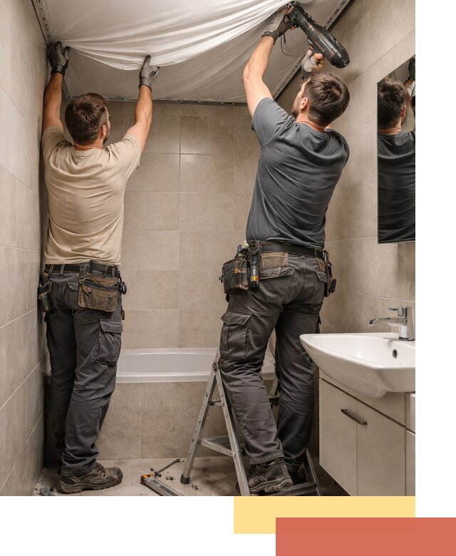 Монтаж натяжного потолка в ванной в Лыткарино быстро и качественно