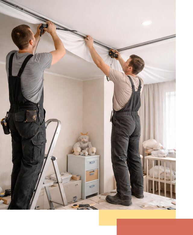 Монтаж натяжного потолка в детской комнате в Лыткарино