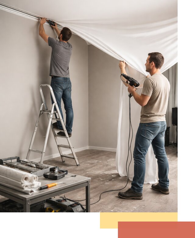 Монтаж натяжного потолка в студии в Лыткарино