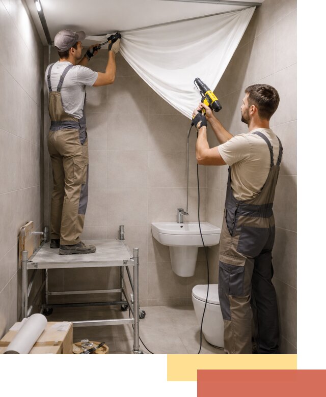 Монтаж натяжного потолка в санузле в Лыткарино