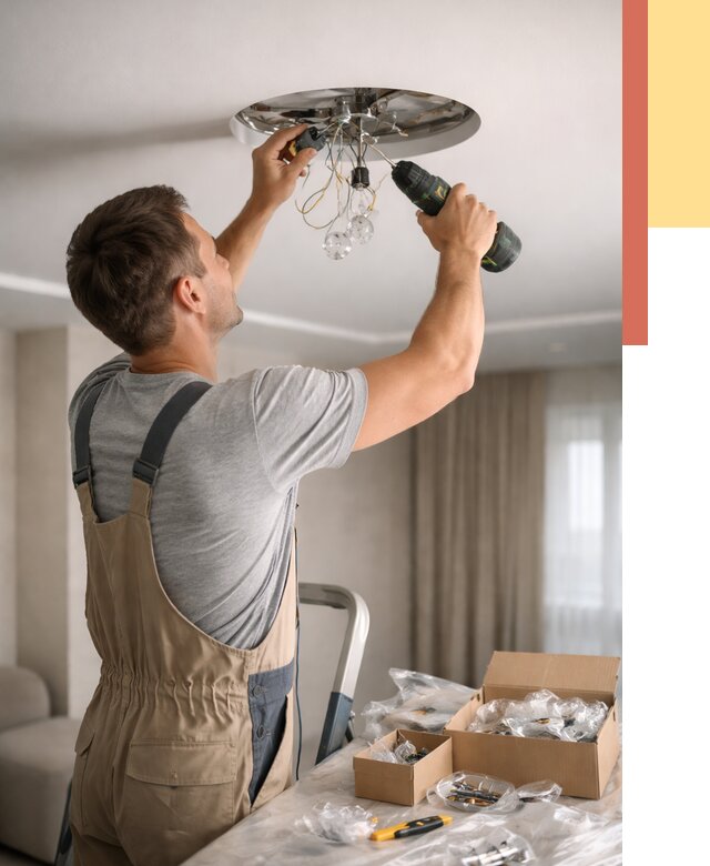 Установка люстры в натяжной потолок в Лыткарино от 1229 руб. | Быстро и недорого — ОТДЕЛОЧНИК-Лтк