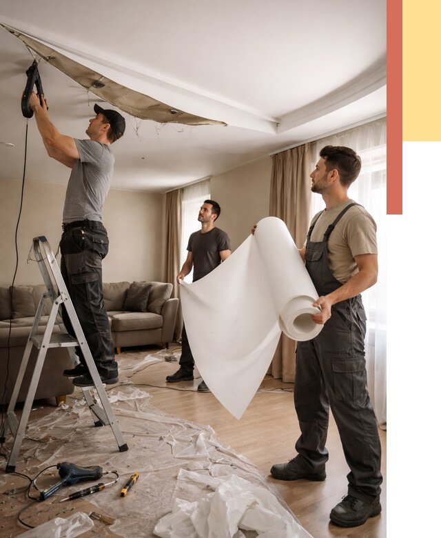 Замена полотна натяжного потолка в Лыткарино от 9731 руб. быстро и недорого | ОТДЕЛОЧНИК-Лтк