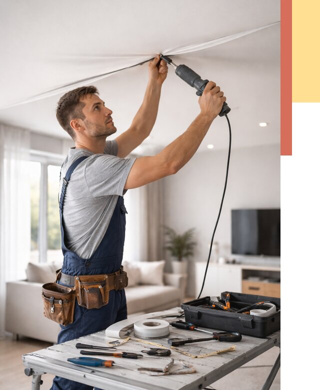 Ремонт натяжных потолков в Лыткарино от 9731 руб. под ключ — ОТДЕЛОЧНИК-Лтк