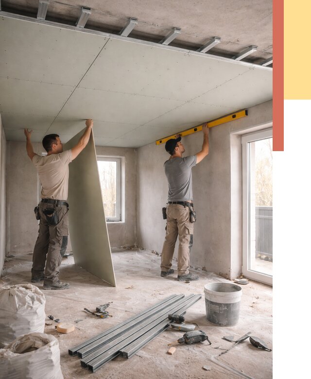 Одноуровневый потолок из гипсокартона в Лыткарино от 768 руб. — монтаж под ключ | ОТДЕЛОЧНИК-Лтк