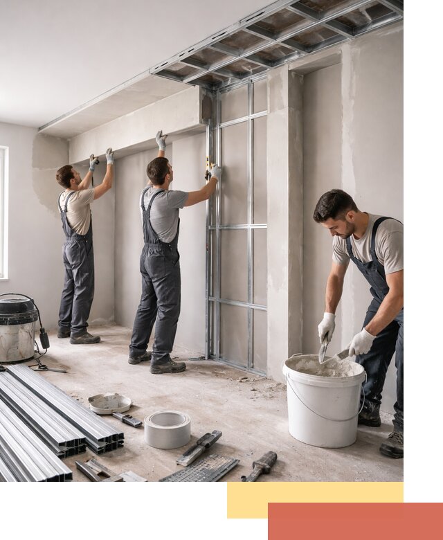 Монтаж потолка из гипсокартона с нишей в Лыткарино