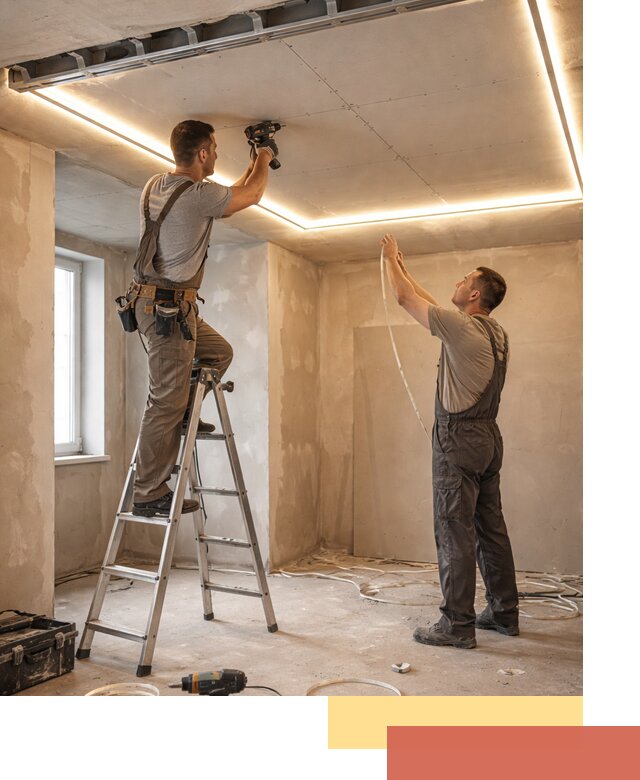 Потолок из гипсокартона с подсветкой в Лыткарино