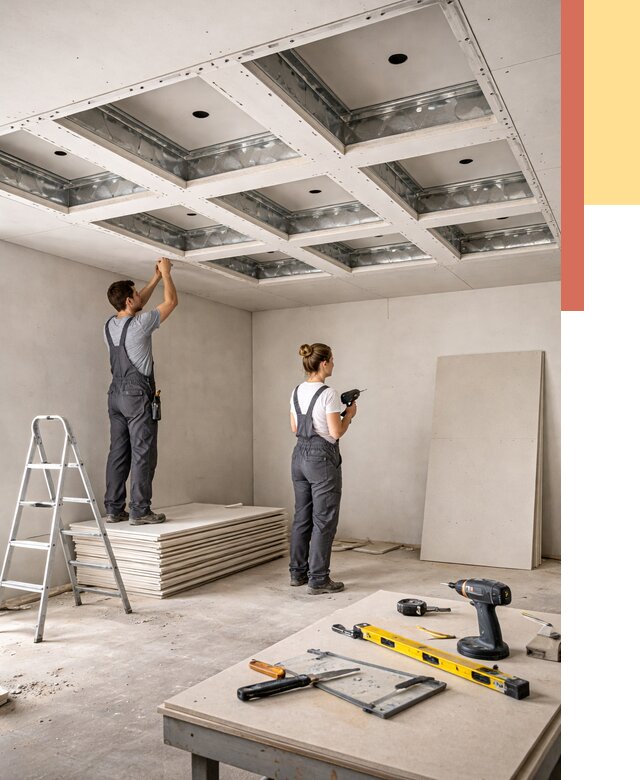 Кессонный потолок из гипсокартона в Лыткарино от 1895 руб. — монтаж и под ключ | ОТДЕЛОЧНИК-Лтк