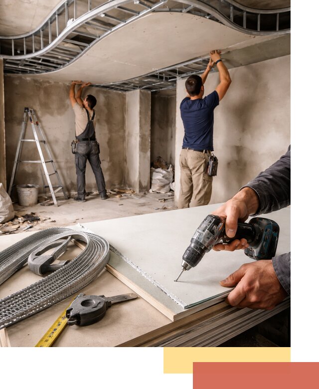 Криволинейный потолок из гипсокартона в Лыткарино — монтаж и отделка