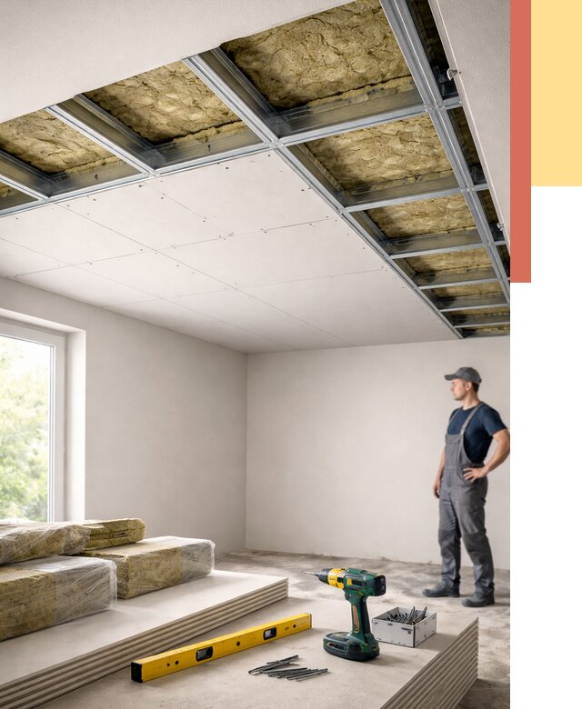 Звукоизоляция потолка ГКЛ в Лыткарино от 973 руб. — монтаж под ключ | ОТДЕЛОЧНИК-Лтк